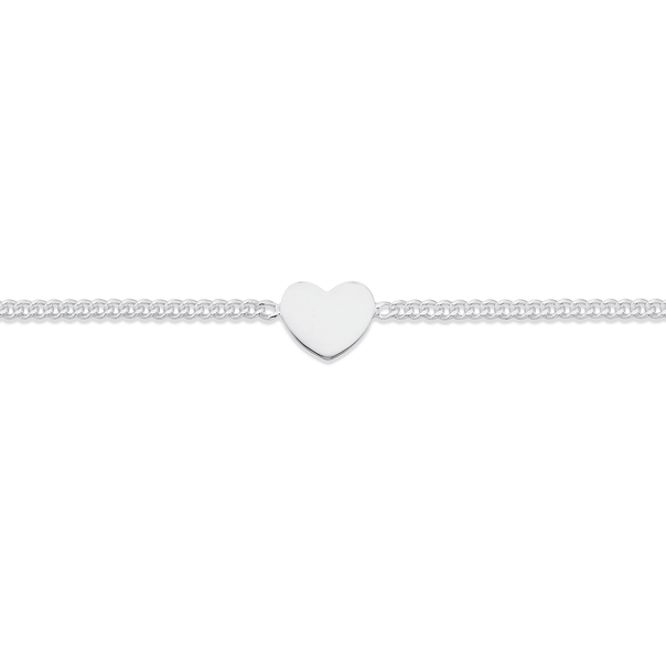 Sterling Silver Heart Curb Bracelet