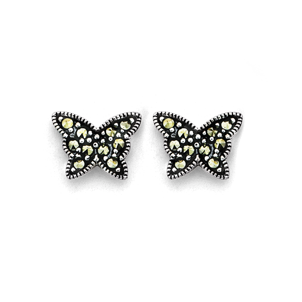 Sterling Silver Marcasite Butterfly Studs