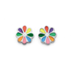 Sterling Silver Multi Colour Enamel Flower Stud Earrings