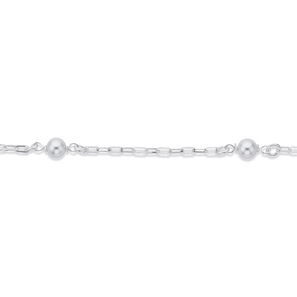 Sterling Silver Pearl Paperclip Link Bracelet