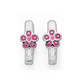 Sterling Silver Pink Enamel Flower Huggie earrings