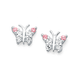 Sterling Silver Pink & White Cubic Zirconia Butterfly Studs