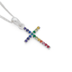 Sterling Silver Rainbow Cubic Zirconia Cross Pendant