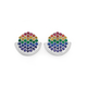 Sterling Silver Rainbow Cubic Zirconia Disc Studs