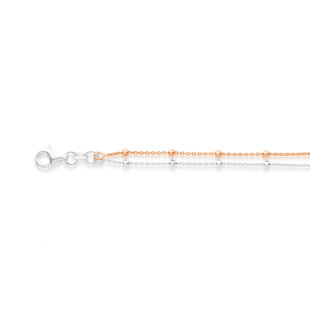 Sterling Silver & Rose Gold Plated Balls on Chain Bracelet