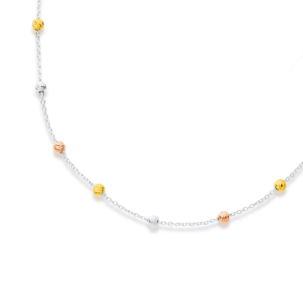 Sterling Silver Rose Gold Plated & Yellow Gold Plated Necklet
