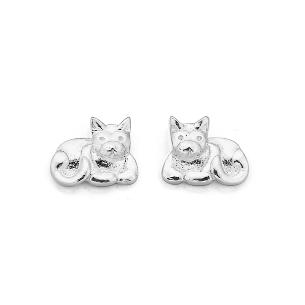 Sterling Silver Sitting Cat Studs
