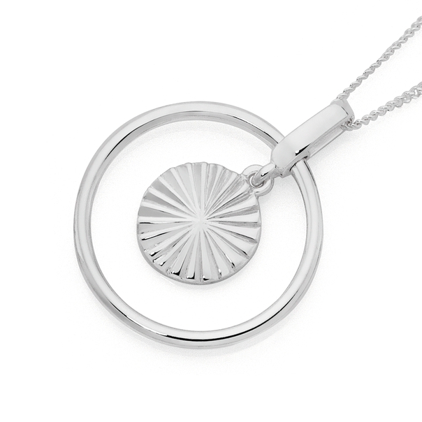 Sterling Silver Sunray Disc Pendant