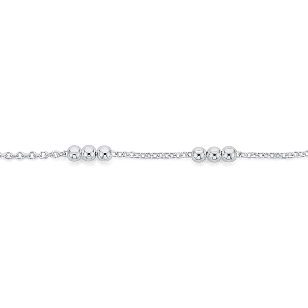 Sterling Silver Three Ball Anklet 26cm