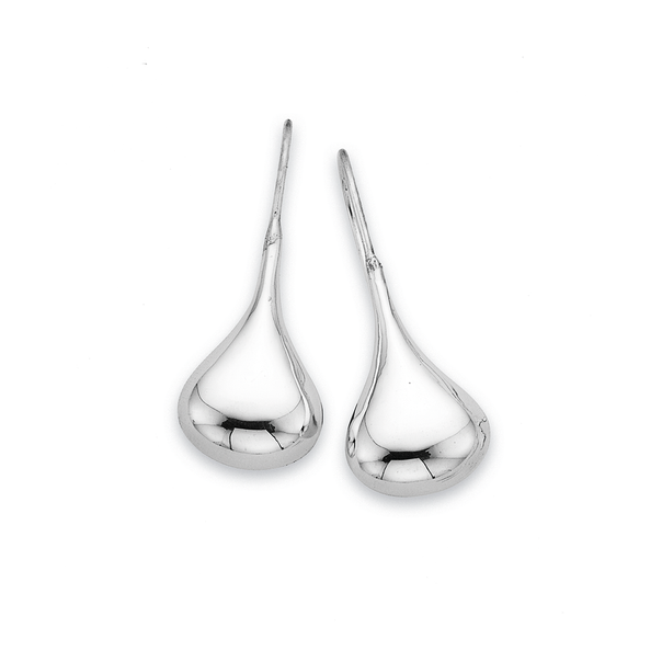 Teardrop Shaped Hook Earrings in Sterling Silver