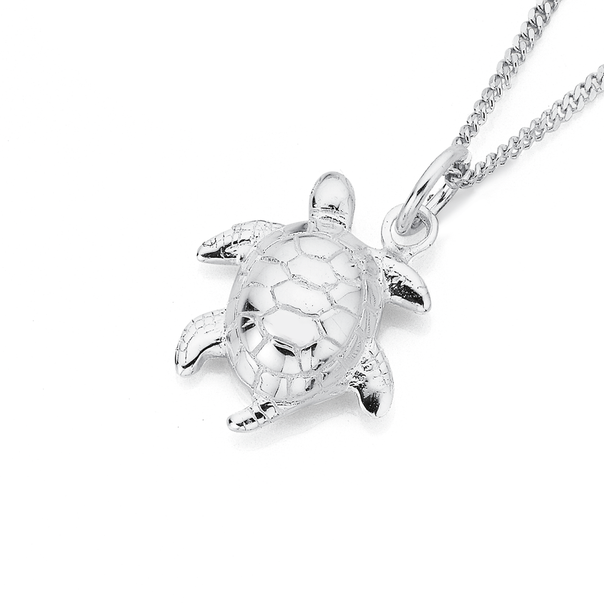 Turtle Charm Pendant in Sterling Silver